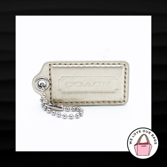 2.5" Large COACH GOLD METALLIC LEATHER KEY FOB BAG CHARM KEYCHAIN HANG TAG - Picture 1 of 1